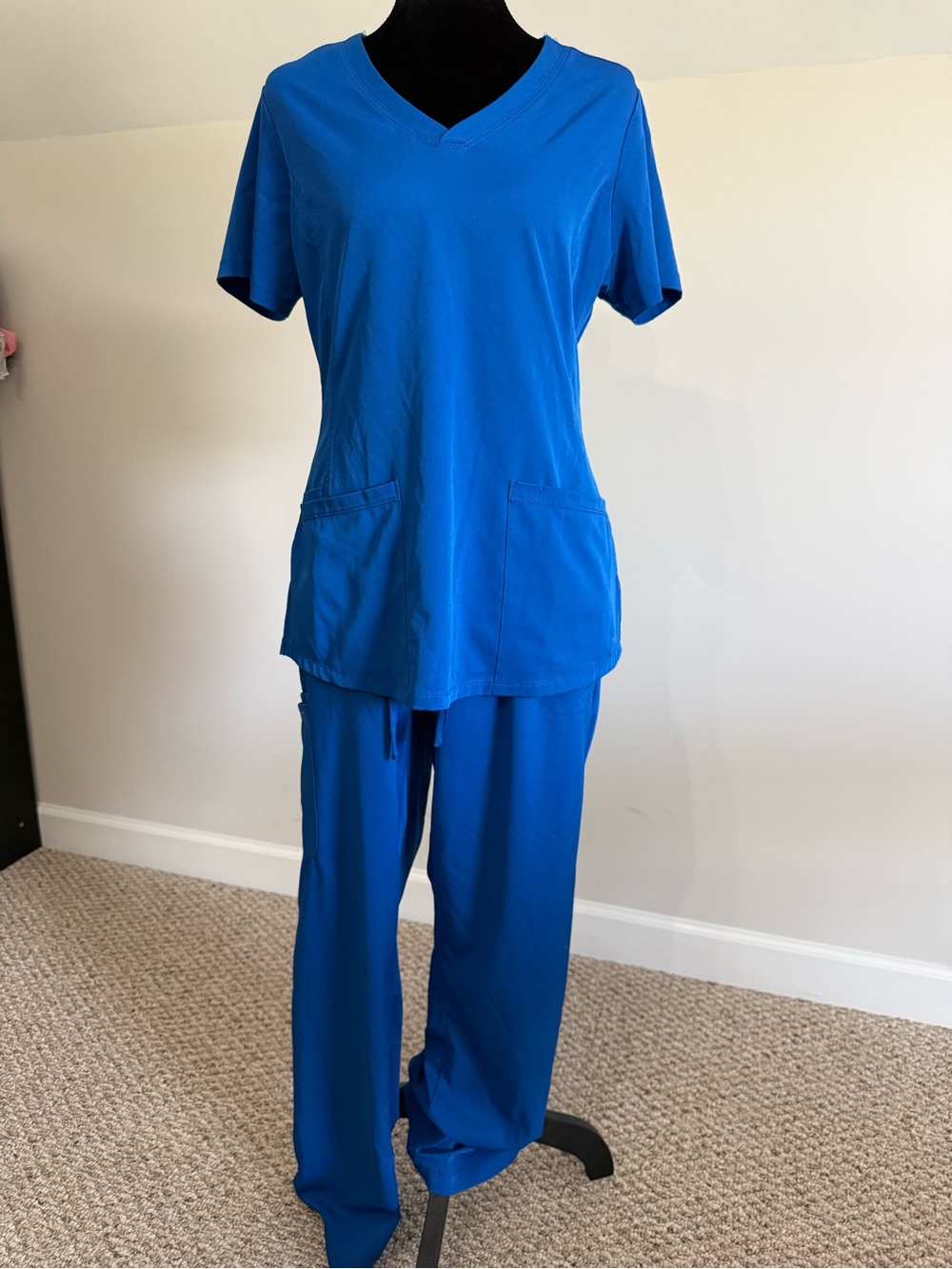 HH Works Healing Hands Blue Scrub Set Top & Pants Size Small